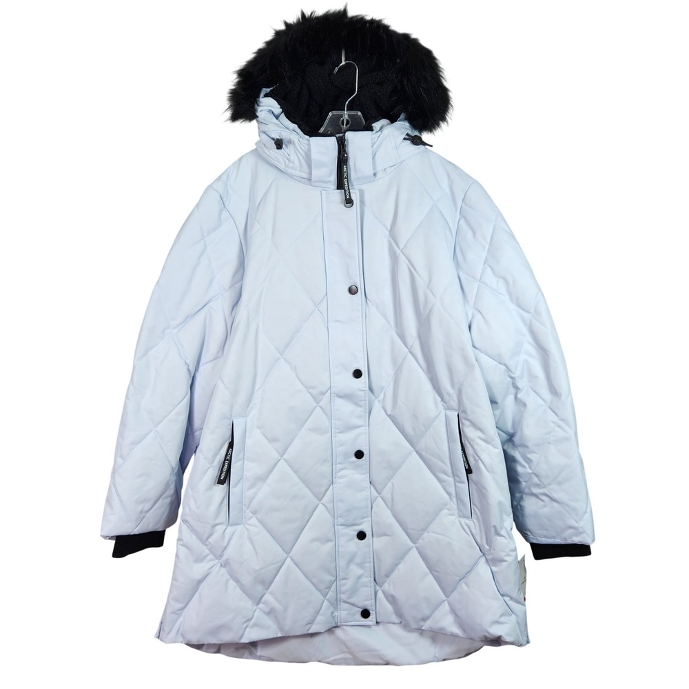 Arctic Expedition Diamond Quilted Parka Womens XL Ancient Water Hood A661553‎
